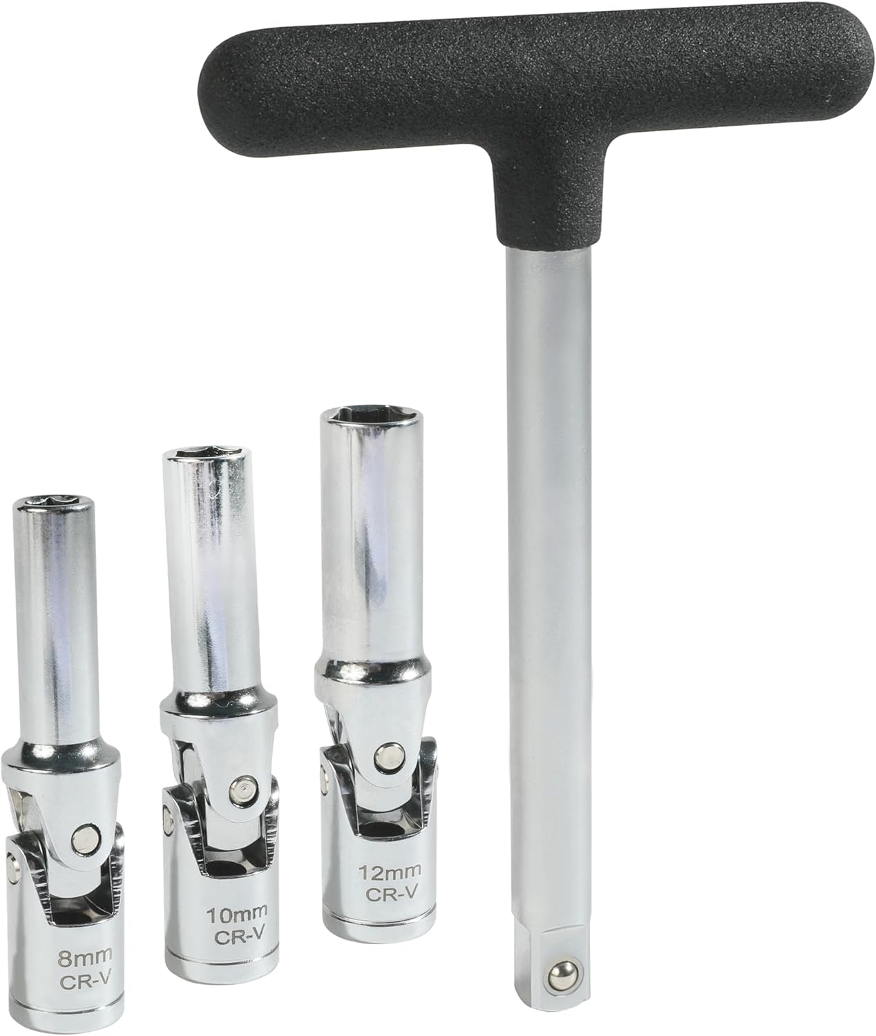 Set ključeva za grejače 3/8" sa zglobom 4 kom (8, 10, 12 mm + T-ručica)