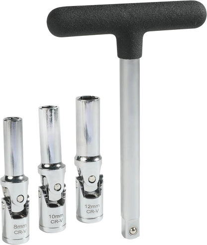 Set ključeva za grejače 3/8" sa zglobom 4 kom (8, 10, 12 mm + T-ručica)