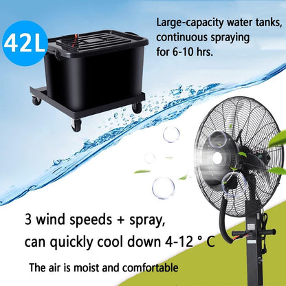 Ventilator sa vodenom maglom 26" – Mist Fan 260W sa rezervoarom 42L