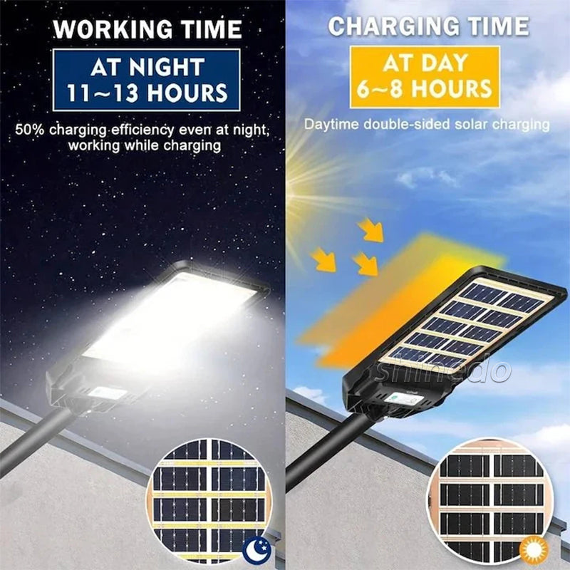 Solarna LED ulična lampa 600W sa senzorom pokreta – Double Side Charging, IP68