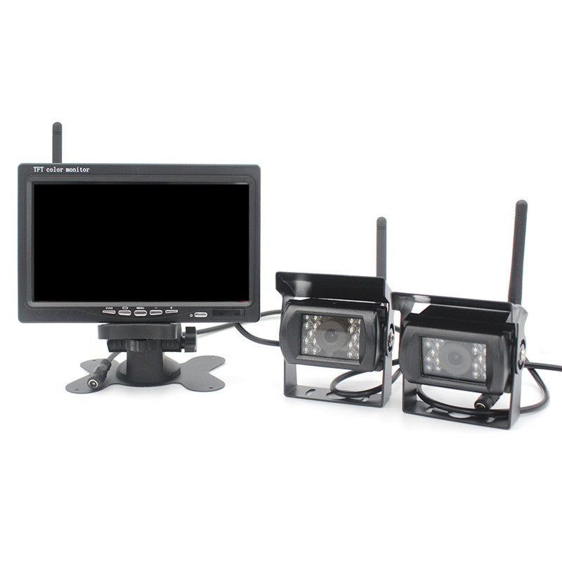 Bežični set kamera za kamion – 7" TFT monitor + 2 AHD WiFi rikverc kamere (noćni mod, IP67)