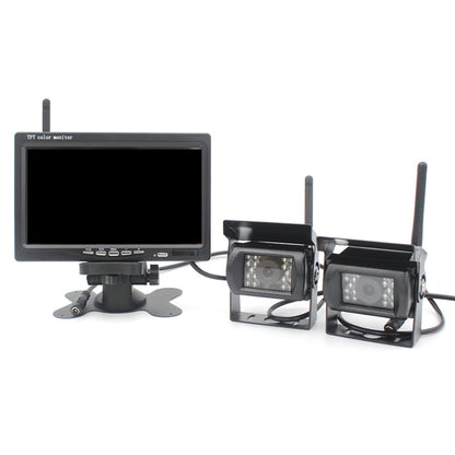 Bežični set kamera za kamion – 7" TFT monitor + 2 AHD WiFi rikverc kamere (noćni mod, IP67)