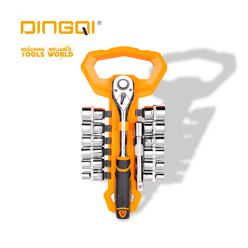 DINGQI set gedora 1/2" sa račnom – 14 delova (10–24 mm)