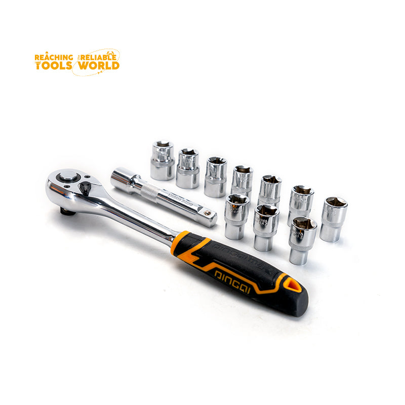 DINGQI set gedora 1/4" sa račvom – 12 delova (5–14 mm)