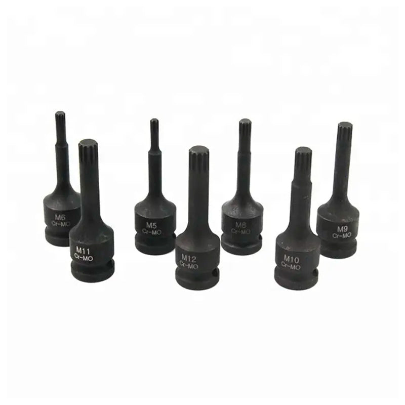 Set kovanih spline (XZN) udarnih nastavaka 1/2" M5–M18 (8 kom)