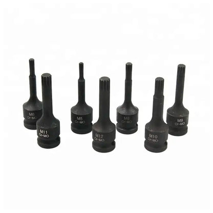 Set kovanih spline (XZN) udarnih nastavaka 1/2" M5–M18 (8 kom)