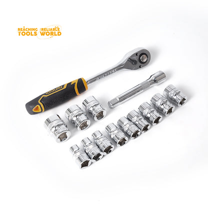 DINGQI set gedora 1/2" sa račnom – 14 delova (10–24 mm)