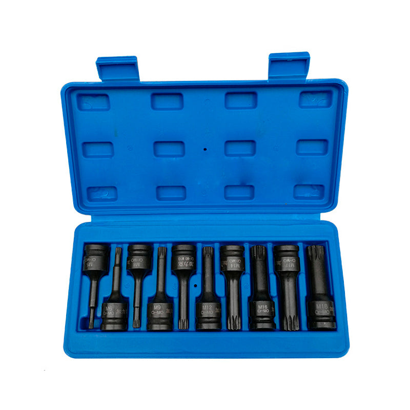 Set kovanih spline (XZN) udarnih nastavaka 1/2" M5–M18 (8 kom)