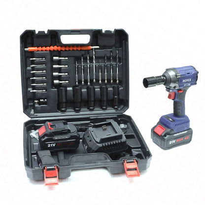 ROYCE akumulatorski udarni odvijač 21V – 350 Nm brushless udarni pištolj sa 2 baterije i setom nastavaka